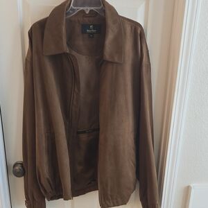 Brown Bomber Jacket with Classic Zip-Up Design